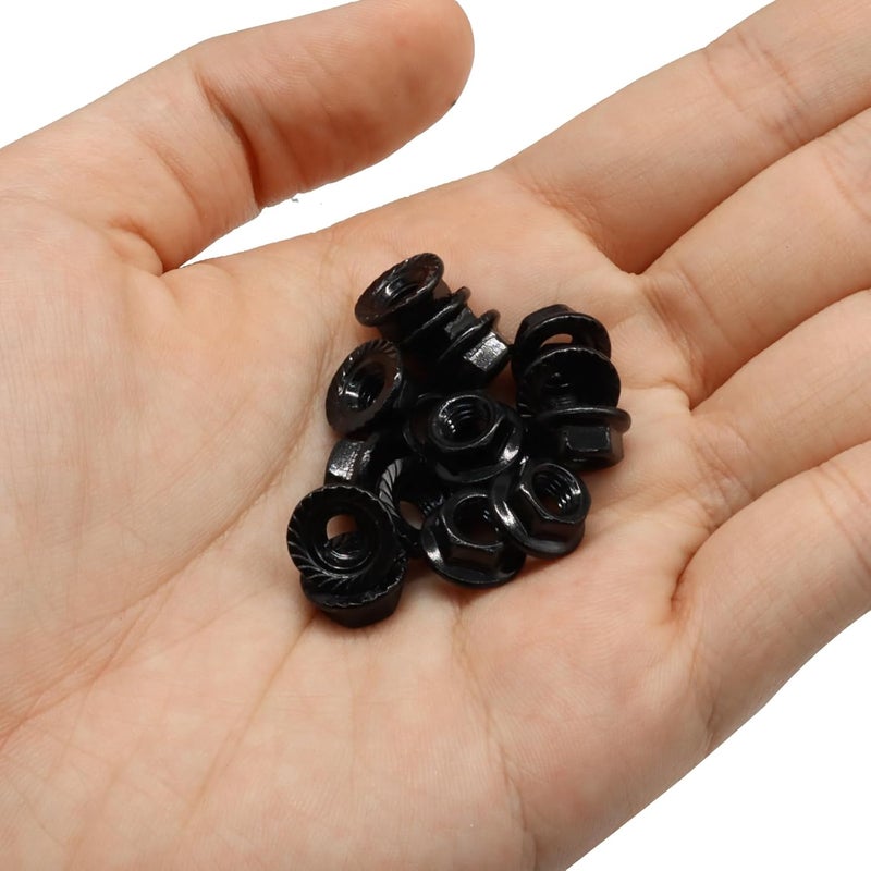 Dijedev M5/0.8mm Serrated Flange Hex Nuts, 50Pcs Hexagon Flange Nuts, 304 Stainless Steel 18-8, Full Thread, Hex Drive, Bright Finish(Black) - Image 4